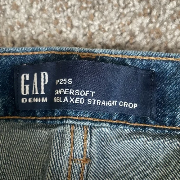 GAP Denim Supersoft Relaxed Straight Crop Jeans‎ Medium Wash 25/0 Short - Picture 4 of 6